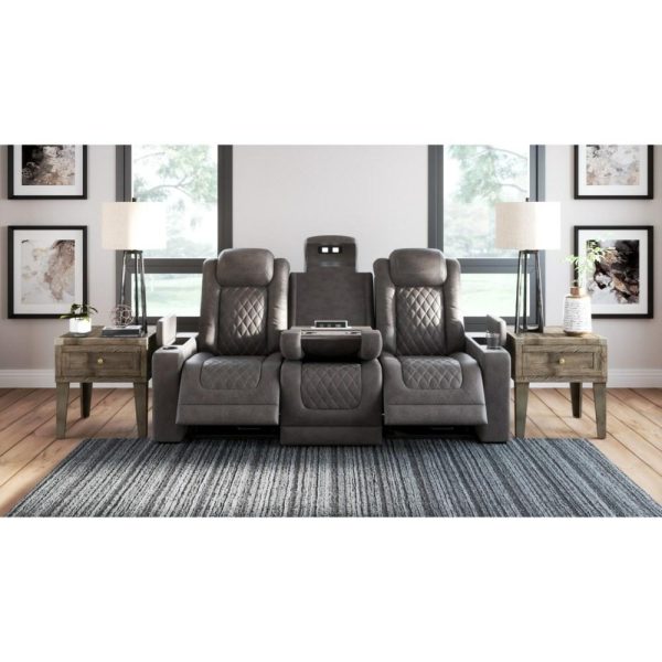 Faux Leather Power Reclining Sofa With Adj Headrests  |  Sofas Living Room Sofas