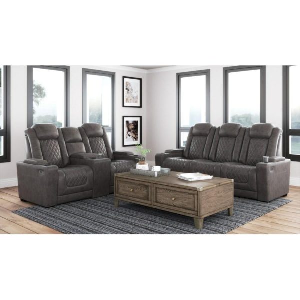 Faux Leather Power Reclining Sofa With Adj Headrests  |  Sofas Living Room Sofas