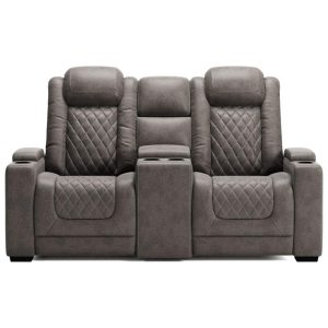 Faux Leather Pwr Rec Loveseat With Console And Adj Hdrsts  |  Reclining Loveseats Living Room Reclining Loveseats