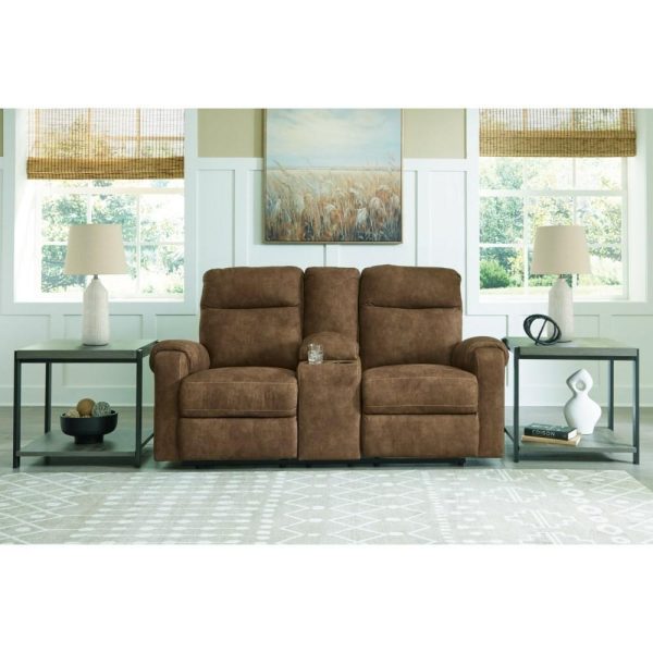 Faux Leather Reclining Loveseat With Console  |  Reclining Loveseats Living Room Reclining Loveseats