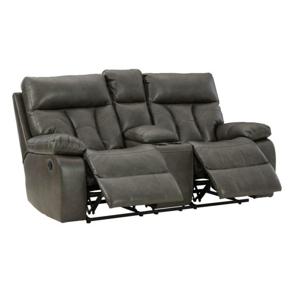 Faux Leather Reclining Loveseat With Console  |  Reclining Loveseats Living Room Reclining Loveseats