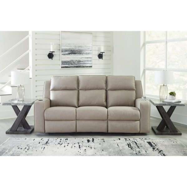 Faux Leather Reclining Sofa With Drop Down Table  |  Sofas Living Room Sofas