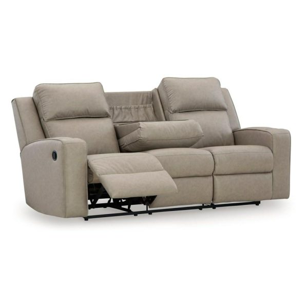 Faux Leather Reclining Sofa With Drop Down Table  |  Sofas Living Room Sofas