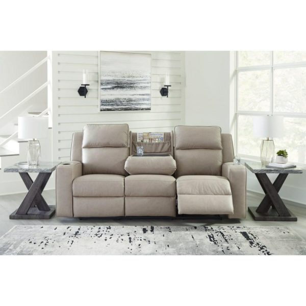 Faux Leather Reclining Sofa With Drop Down Table  |  Sofas Living Room Sofas