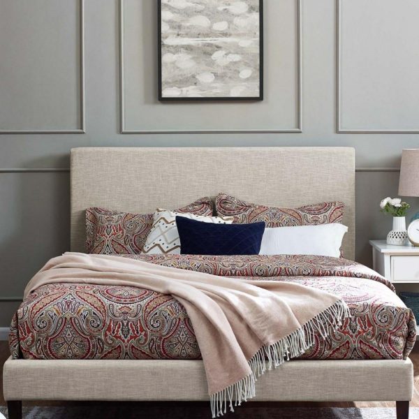 Full / Queen Upholstered Linen Fabric Headboard  |  Headboards Bedroom Headboards