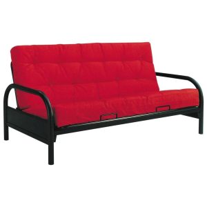 Futon W/ Black Adjustable Frame, 6″ Red Mattress  |  Futons Futons Futons