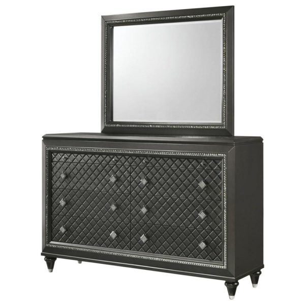 Giovani Glam 8-Drawer Dresser And Mirror Set  |  Mirrored Dressers Bedroom Mirrored Dressers