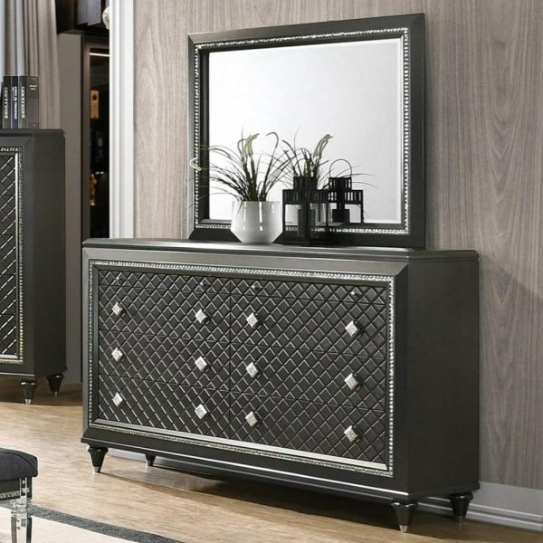 Giovani Glam 8-Drawer Dresser And Mirror Set  |  Mirrored Dressers Bedroom Mirrored Dressers