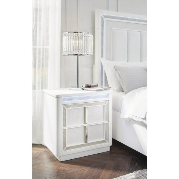 Glam 2-Drawer Nightstand With Built-In Led Lighting  |  Nightstands Bedroom Nightstands