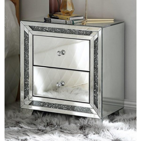 Glam 2-Drawer Nightstand With Faux Diamonds Inlay  |  Nightstands Bedroom Nightstands