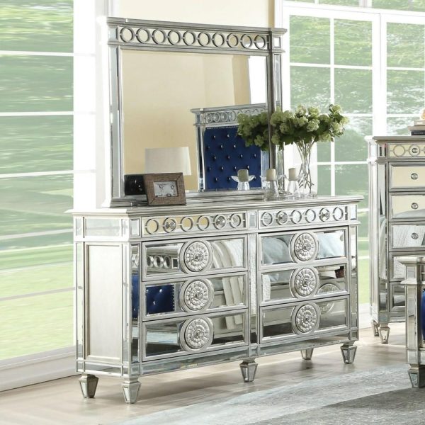 Glam 6-Drawer Dresser And Mirror Set  |  Mirrored Dressers Bedroom Mirrored Dressers