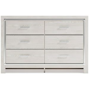 Glam 6-Drawer Dresser With Chrome Finish Accents  |  Dressers Bedroom Dressers