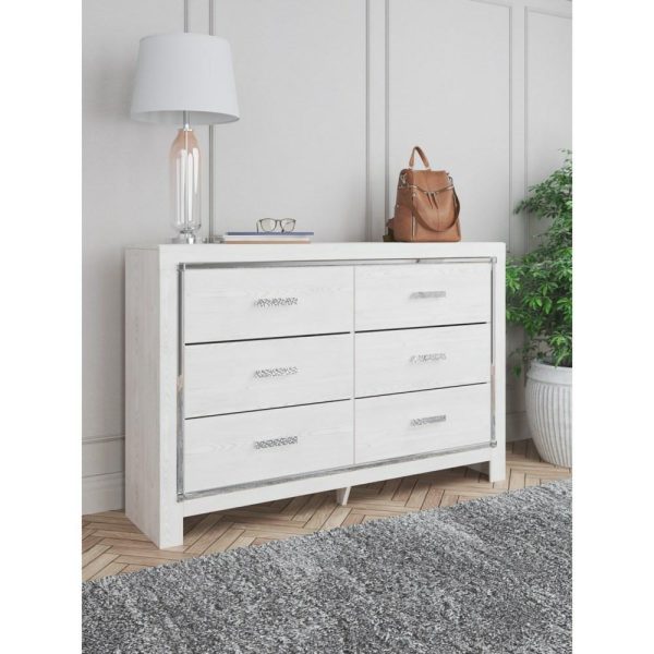 Glam 6-Drawer Dresser With Chrome Finish Accents  |  Dressers Bedroom Dressers