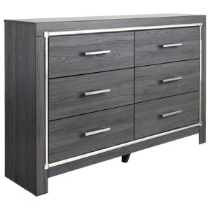 Glam 6 Drawer Dresser With Metal Accenting  |  Dressers Bedroom Dressers