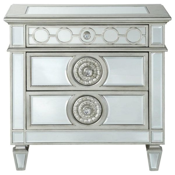 Glam Mirror-Plated 2-Drawer Nightstand  |  Nightstands Bedroom Nightstands