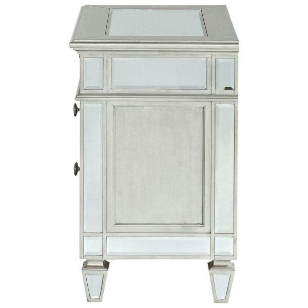 Glam Mirror-Plated 2-Drawer Nightstand  |  Nightstands Bedroom Nightstands