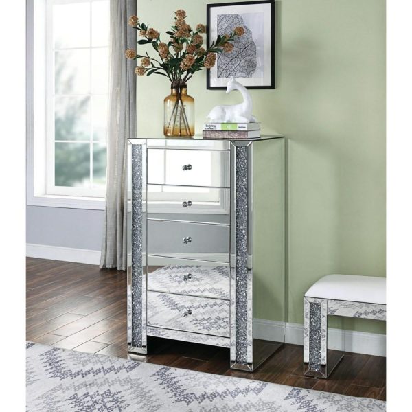 Glam Mirrored Console Table With 5-Drawers  |  Accent Cabinets Accent Cabinets Accent Cabinets