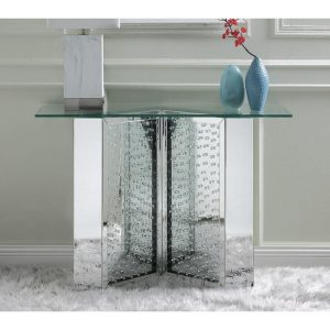 Glam Mirrored Console Table With Faux Crystal Inlay  |  Sofa Tables Living Room Sofa Tables