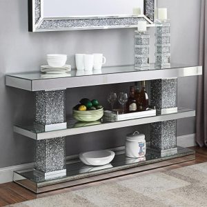 Glam Mirrored Console Table With Faux Diamond Inlay  |  Sofa Tables Living Room Sofa Tables