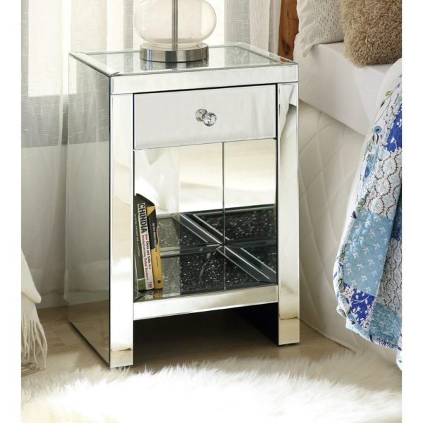 Glam Mirrored Drawer Nightstand  |  Nightstands Bedroom Nightstands