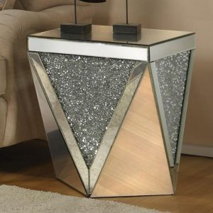 Glam Mirrored End Table With Faux Diamond Inlays  |  End & Side Tables End & Side Tables End & Side Tables