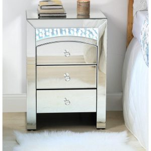 Glam Mirrored Nightstand With Led Lighting  |  Nightstands Bedroom Nightstands