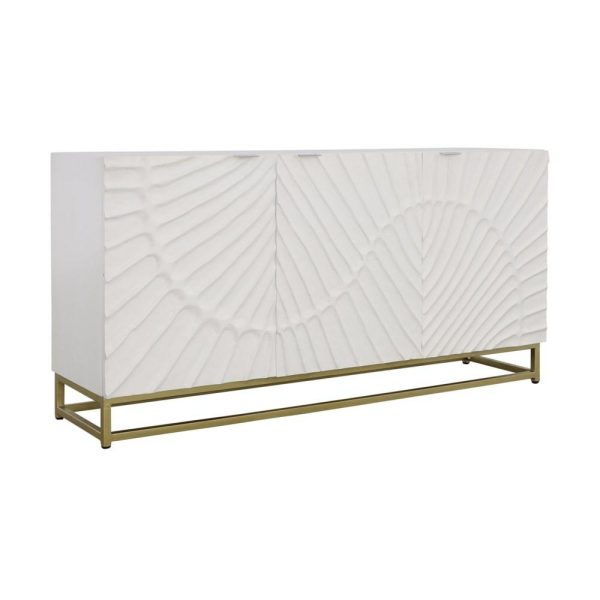 Glam Three Door Credenza With Serpentine Pattern  |  Accent Cabinets Accent Cabinets Accent Cabinets