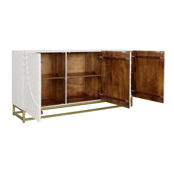 Glam Three Door Credenza With Serpentine Pattern  |  Accent Cabinets Accent Cabinets Accent Cabinets