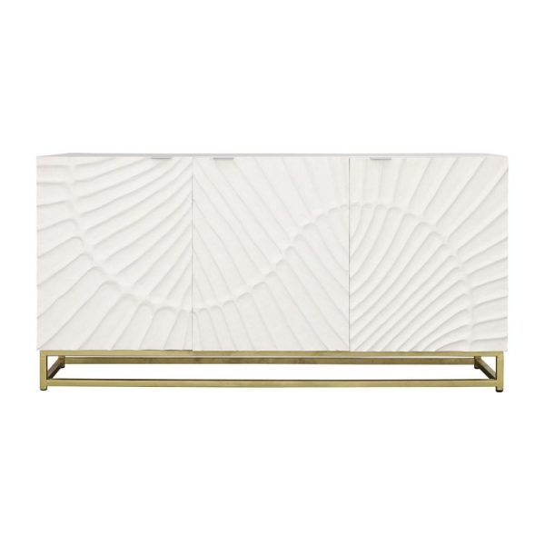 Glam Three Door Credenza With Serpentine Pattern  |  Accent Cabinets Accent Cabinets Accent Cabinets