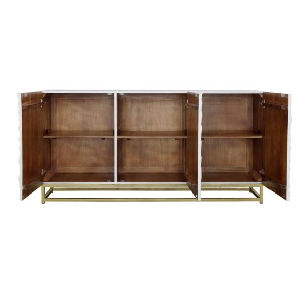 Glam Three Door Credenza With Serpentine Pattern  |  Accent Cabinets Accent Cabinets Accent Cabinets