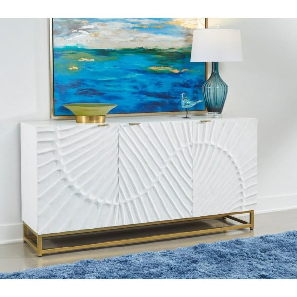 Glam Three Door Credenza With Serpentine Pattern  |  Accent Cabinets Accent Cabinets Accent Cabinets