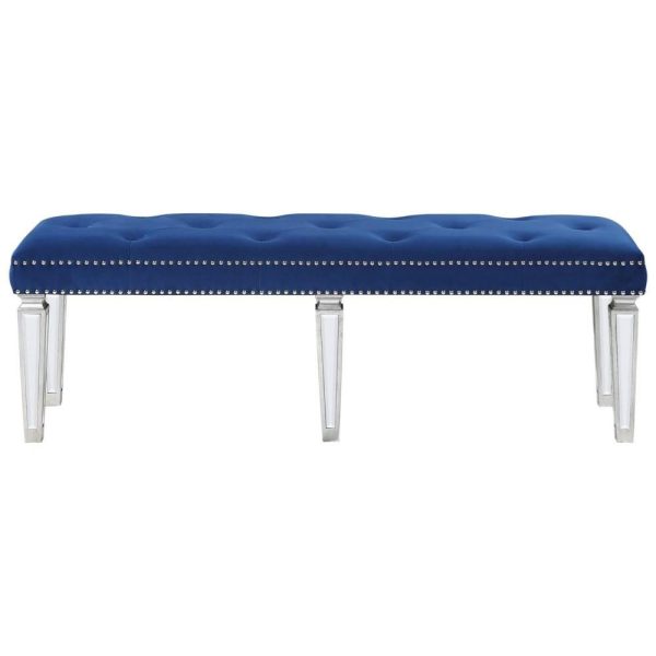 Glam Tufted Velvet Bench With Mirrored Legs  |  Benches Benches Benches