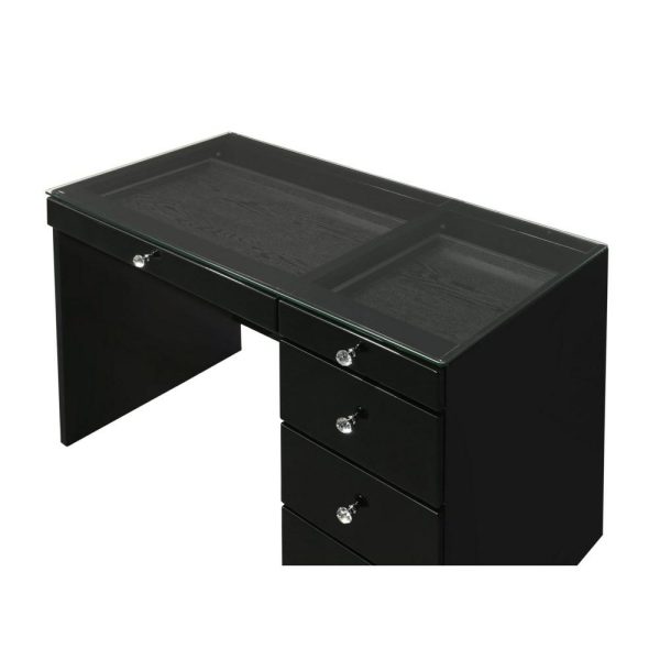 Glam Vanity Desk And Stool Set – Black  |  Makeup Vanities Bedroom Makeup Vanities