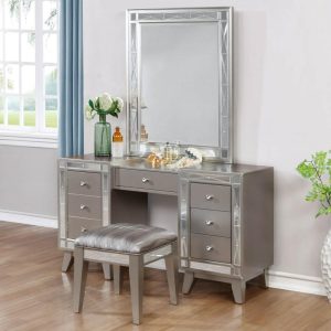 Glam Vanity Desk, Stool And Mirror Combo  |  Makeup Vanities Bedroom Makeup Vanities