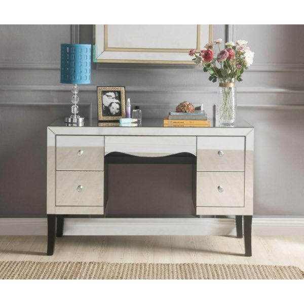 Glam Vanity Desk With Mirrored Drawers  |  Makeup Vanities Bedroom Makeup Vanities