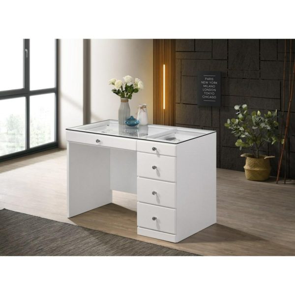 Glam Vanity With Glass Top  |  Makeup Vanities Bedroom Makeup Vanities