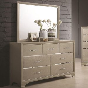 Glamorous Seven Drawer Dresser And Mirror  |  Mirrored Dressers Bedroom Mirrored Dressers