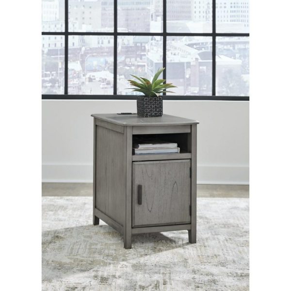 Gray Chairside End Table With Pull-Out Tray  |  End & Side Tables End & Side Tables End & Side Tables