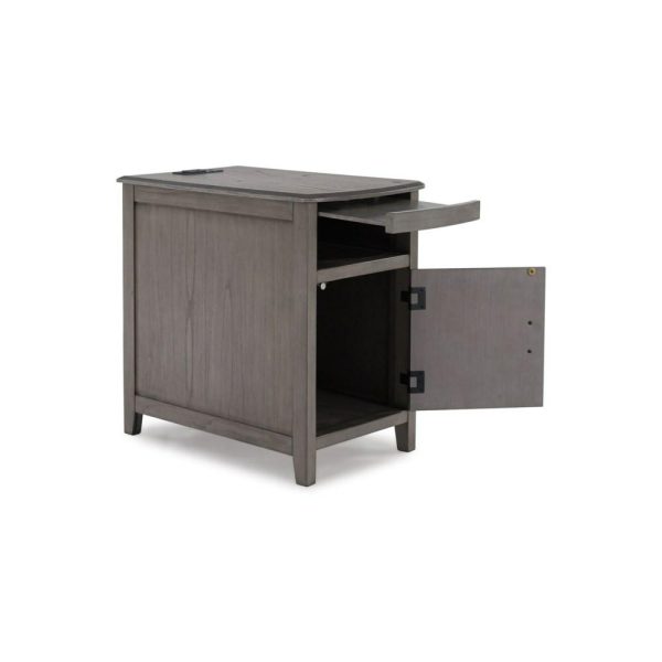 Gray Chairside End Table With Pull-Out Tray  |  End & Side Tables End & Side Tables End & Side Tables