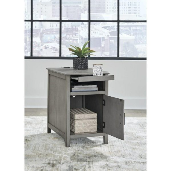 Gray Chairside End Table With Pull-Out Tray  |  End & Side Tables End & Side Tables End & Side Tables