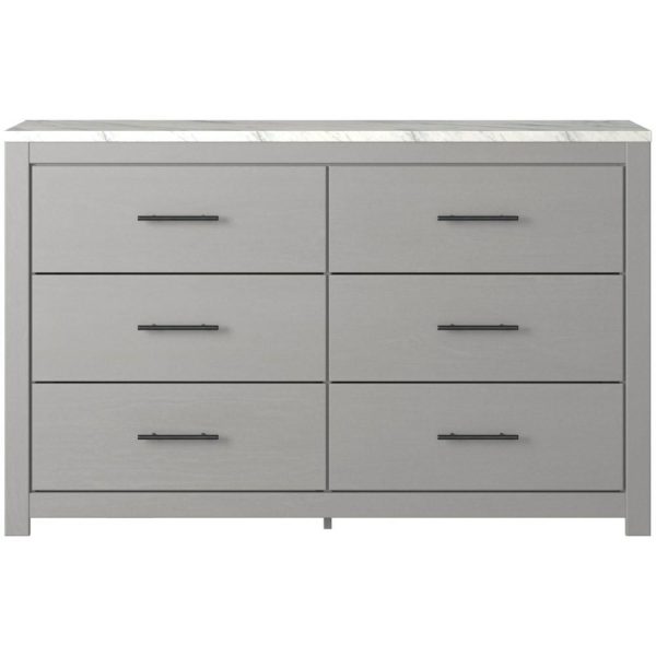 Gray Finish Dresser With Faux Marble Top  |  Dressers Bedroom Dressers