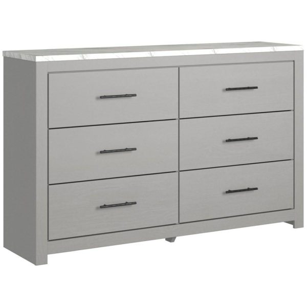 Gray Finish Dresser With Faux Marble Top  |  Dressers Bedroom Dressers