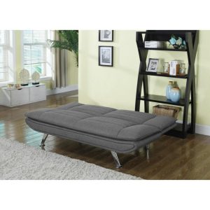 Grey Sofa Bed With Chrome Legs  |  Futons Living Room Futons