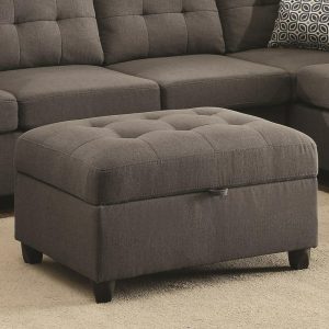 Grey Storage Ottoman With Button Tufting  |  Ottomans Living Room Ottomans