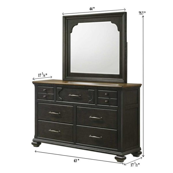 Hamilton Transitional 7-Drawer Dresser & Mirror Set  |  Mirrored Dressers Bedroom Mirrored Dressers