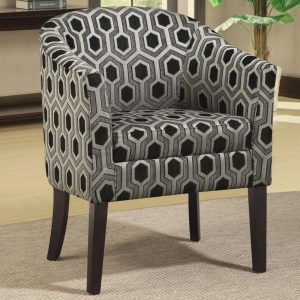 Hexagon Patterned Accent Chair With Wood Legs  |  Living Room Chairs Living Room Living Room Chairs