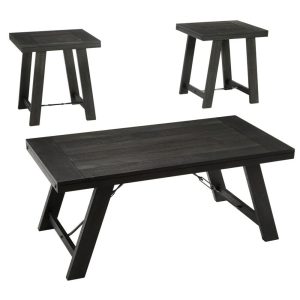 Industrial Rectangular Occasional Table Group With Planked Top  |  Occasional Table Sets Living Room Occasional Table Sets