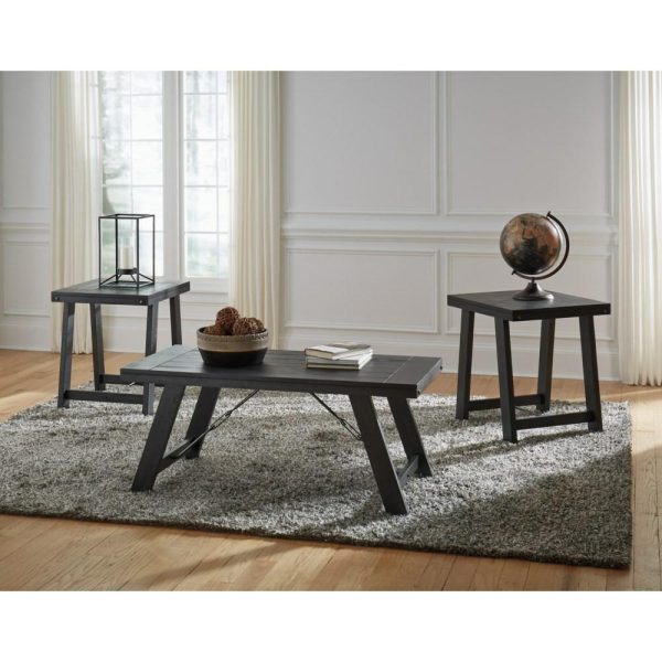 Industrial Rectangular Occasional Table Group With Planked Top  |  Occasional Table Sets Living Room Occasional Table Sets