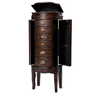 Italian Influenced Transitional “Espresso” Jewelry Armoire  |  Jewelry Armoires Bedroom Jewelry Armoires