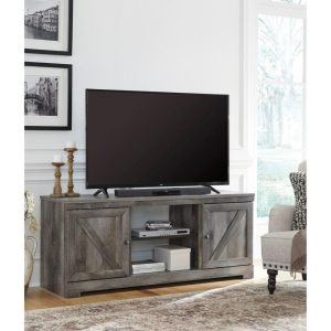 Large Tv Stand In Rustic Gray Finish  |  Tv Stands Living Room Tv Stands